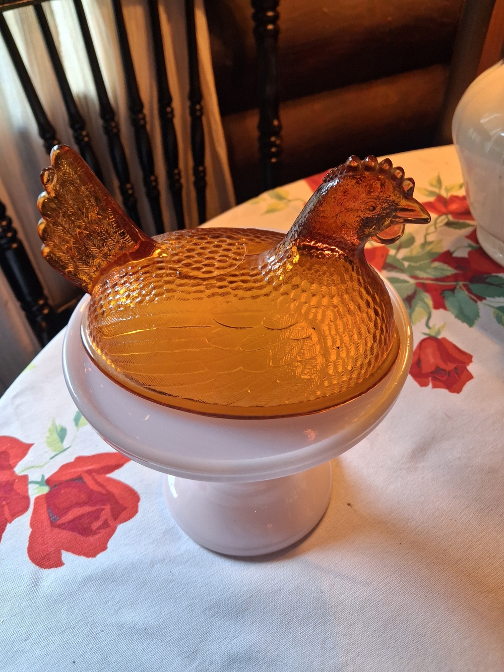 Indiana Glass Amber Hen on Nest Top Only